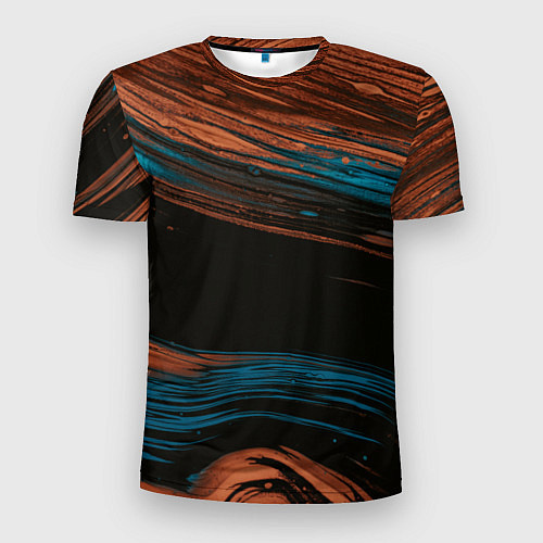 Мужская спорт-футболка Синие и оранжевые переливающиеся пески во тьме / 3D-принт – фото 1