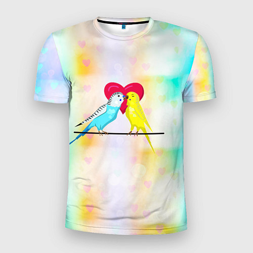 Мужская спорт-футболка Влюбленные волнистые попугайчики / 3D-принт – фото 1