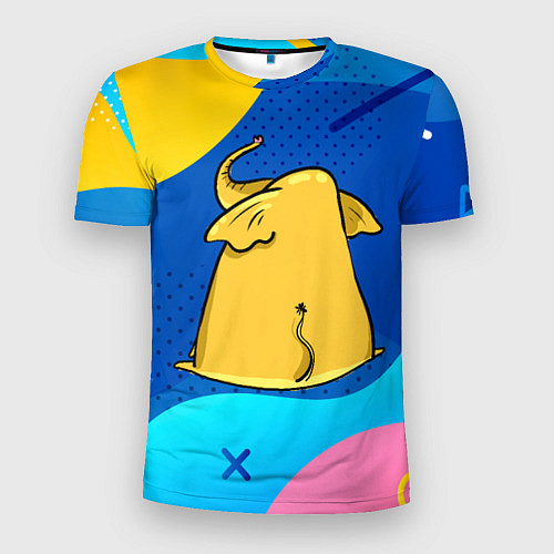 Мужская спорт-футболка Желтый слон вид сзади / 3D-принт – фото 1