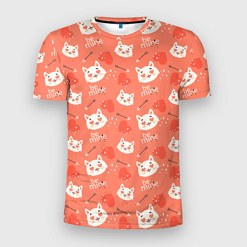 Мужская спорт-футболка Паттерн кот на персиковом фоне / 3D-принт – фото 1