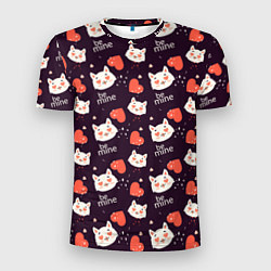 Мужская спорт-футболка Паттерн котика на темном фоне