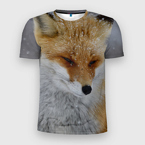 Мужская спорт-футболка Лис в снегу / 3D-принт – фото 1