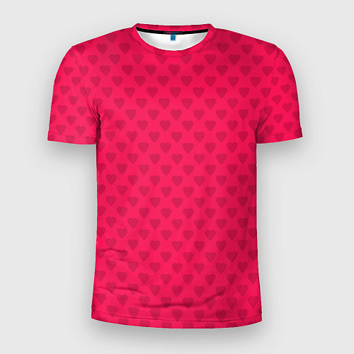 Мужская спорт-футболка Красный паттерн с мелкими сердечками / 3D-принт – фото 1