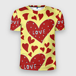 Мужская спорт-футболка Надпись love в красном сердце
