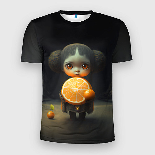 Мужская спорт-футболка Девочка с мандарином в руках / 3D-принт – фото 1
