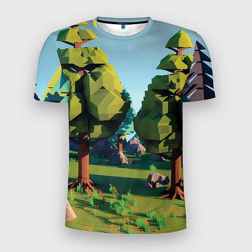 Мужская спорт-футболка Воксельный лес / 3D-принт – фото 1