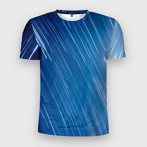 Мужская спорт-футболка Белые полосы на синем фоне / 3D-принт – фото 1