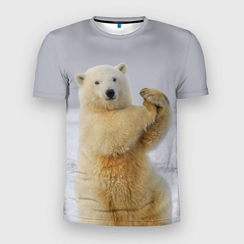 Мужская спорт-футболка Белый медведь разминается / 3D-принт – фото 1