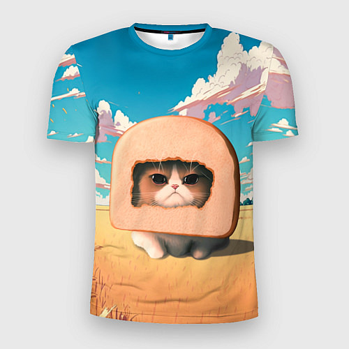 Мужская спорт-футболка Мемный кот в хлебе / 3D-принт – фото 1