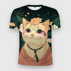 Мужская спорт-футболка Смущённый мемный котик
