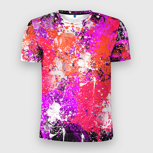 Мужская спорт-футболка Разбрызганная красная краска - темный фон / 3D-принт – фото 1