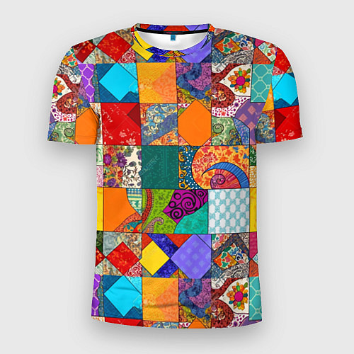 Мужская спорт-футболка Разноцветные лоскуты / 3D-принт – фото 1