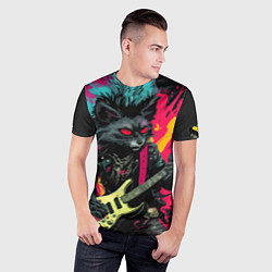 Футболка спортивная мужская Rocker Cat on a dark background - C-Cats collectio, цвет: 3D-принт — фото 2