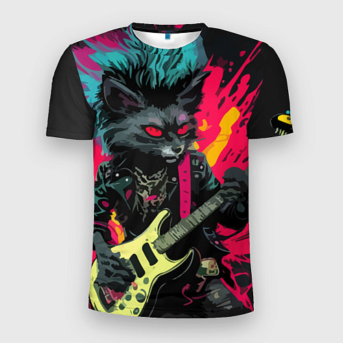 Мужская спорт-футболка Rocker Cat on a dark background - C-Cats collectio / 3D-принт – фото 1