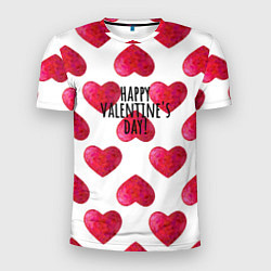 Мужская спорт-футболка Сердца из краски - паттерн на день святого валенти