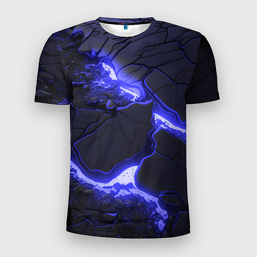 Мужская спорт-футболка Красивая синяя неоновая лава / 3D-принт – фото 1