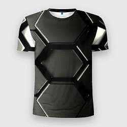 Футболка спортивная мужская Хромированный гексагон объемный, цвет: 3D-принт