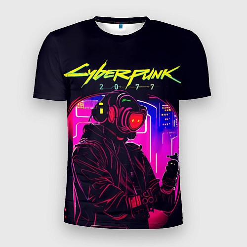 Мужская спорт-футболка Cyberpunk, robohacker / 3D-принт – фото 1