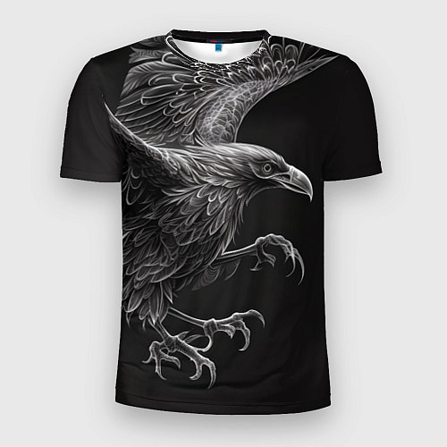 Мужская спорт-футболка Черно-белый ворон / 3D-принт – фото 1