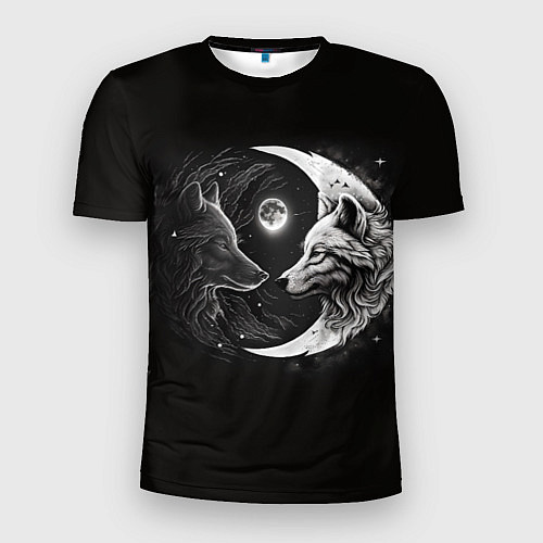 Мужская спорт-футболка Волки инь-янь луна / 3D-принт – фото 1