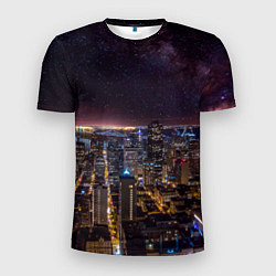Мужская спорт-футболка Ночной город и звёзды на небе