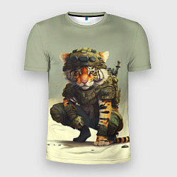 Мужская спорт-футболка Милитари тигр