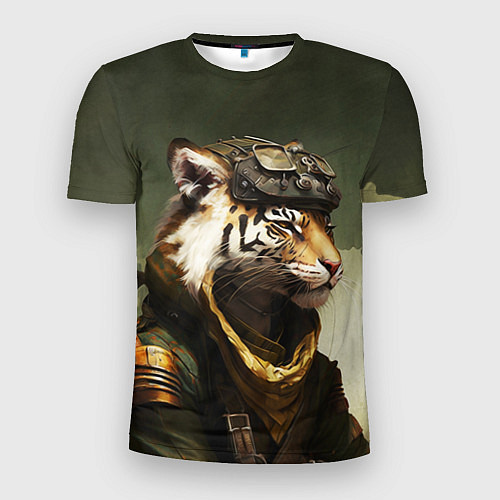 Мужская спорт-футболка Тигр в милитари форме / 3D-принт – фото 1