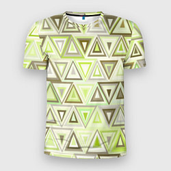 Футболка спортивная мужская Геометрический светло-зелёный паттерн из треугольн, цвет: 3D-принт
