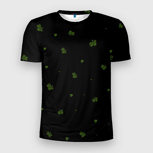 Мужская спорт-футболка Четырехлистный клевер на черном фоне / 3D-принт – фото 1