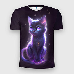 Футболка спортивная мужская Неоновый котик и воздушный шарик, цвет: 3D-принт