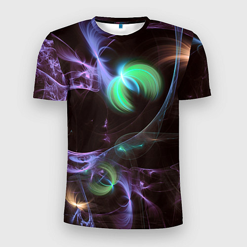 Мужская спорт-футболка Магические фиолетовые волны и цветные космические / 3D-принт – фото 1