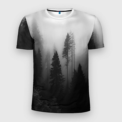 Мужская спорт-футболка Красивый лес и туман / 3D-принт – фото 1