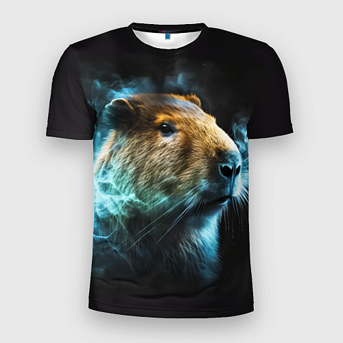 Мужская спорт-футболка Капибара и голубой дым / 3D-принт – фото 1