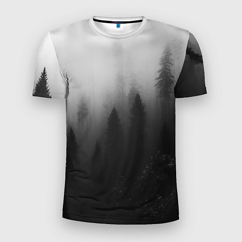 Мужская спорт-футболка Красивый туманный лес / 3D-принт – фото 1