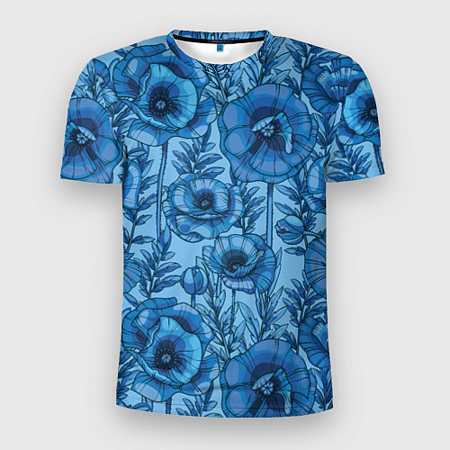 Мужская спорт-футболка Синие цветы / 3D-принт – фото 1