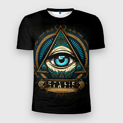 Мужская спорт-футболка Всевидящее око в пирамиде