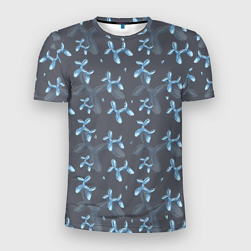 Мужская спорт-футболка Паттерн с голубыми собаками / 3D-принт – фото 1