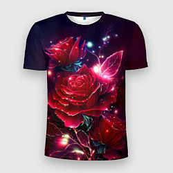 Мужская спорт-футболка Розы с огоньками
