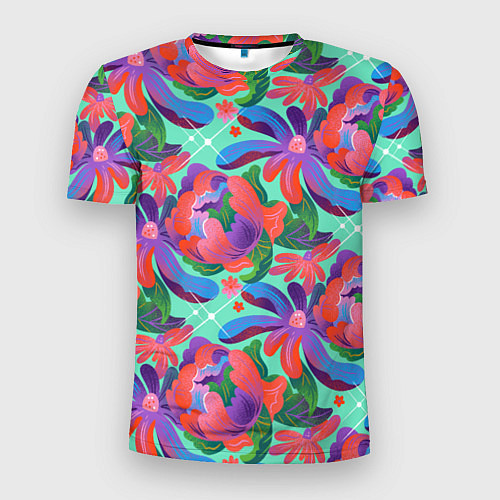 Мужская спорт-футболка Цветочный паттерн арт / 3D-принт – фото 1