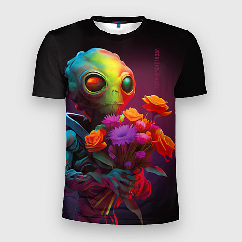 Мужская спорт-футболка Инопланетянин с цветами / 3D-принт – фото 1
