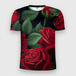 Мужская спорт-футболка Много красных роз