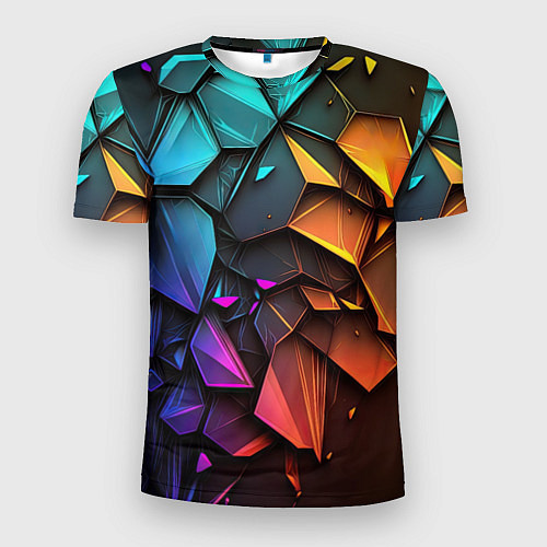 Мужская спорт-футболка Неоновая абстрактная чешуя дракона / 3D-принт – фото 1