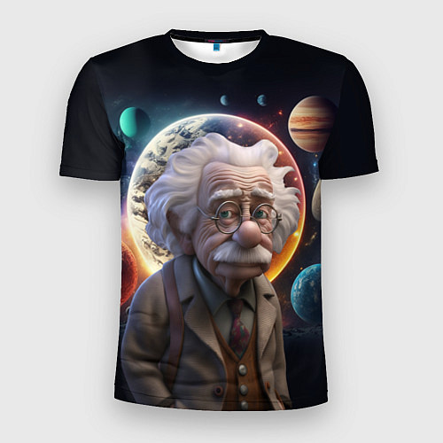 Мужская спорт-футболка Альберт Эйнштейн и его теория / 3D-принт – фото 1