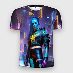 Мужская спорт-футболка Cyberpunk - brave girl - neural network