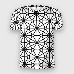 Футболка спортивная мужская Абстрактный чёрно-белый треугольно-круглый паттерн, цвет: 3D-принт