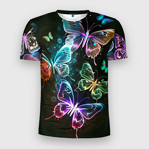 Мужская спорт-футболка Неоновые дикие бабочки / 3D-принт – фото 1