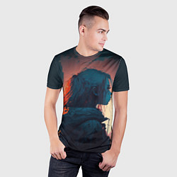 Футболка спортивная мужская Девушка в городе в аниме стиле, цвет: 3D-принт — фото 2