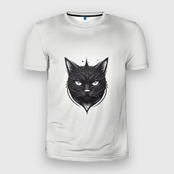 Футболка спортивная мужская Чёрный кошачий арт, цвет: 3D-принт