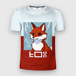 Мужская спорт-футболка Пиксельная лиса с надписью fox