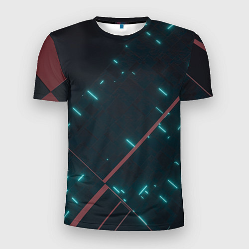 Мужская спорт-футболка Неоновые линии в полной темноте / 3D-принт – фото 1